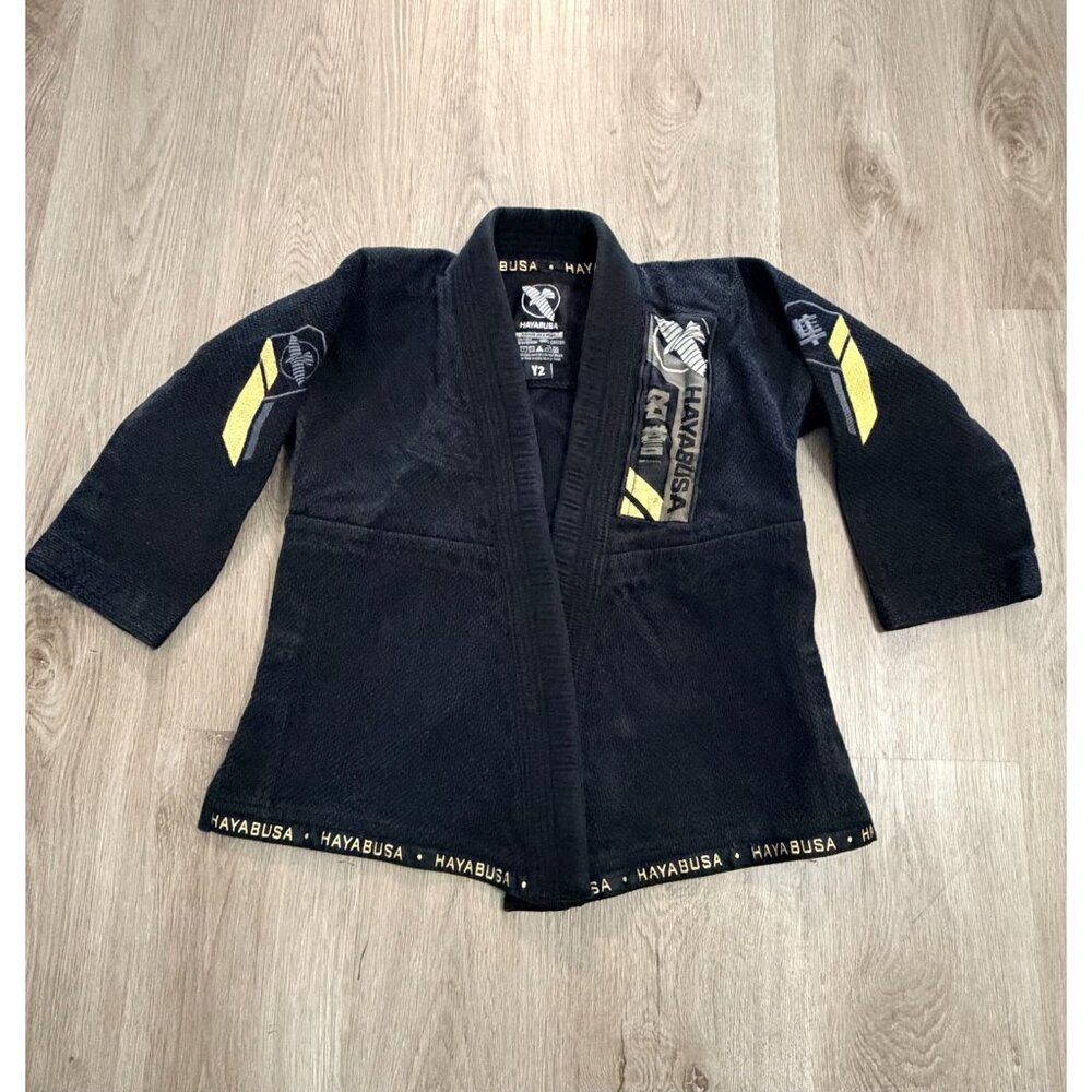 Hayabusa Youth Y2 Jiu Jitsu Gi Black Gold Weave MMA Training Uniform